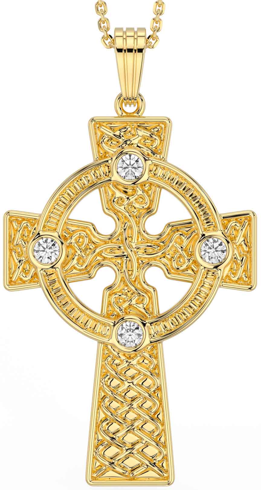 Gold Diamond Celtic Cross Necklace