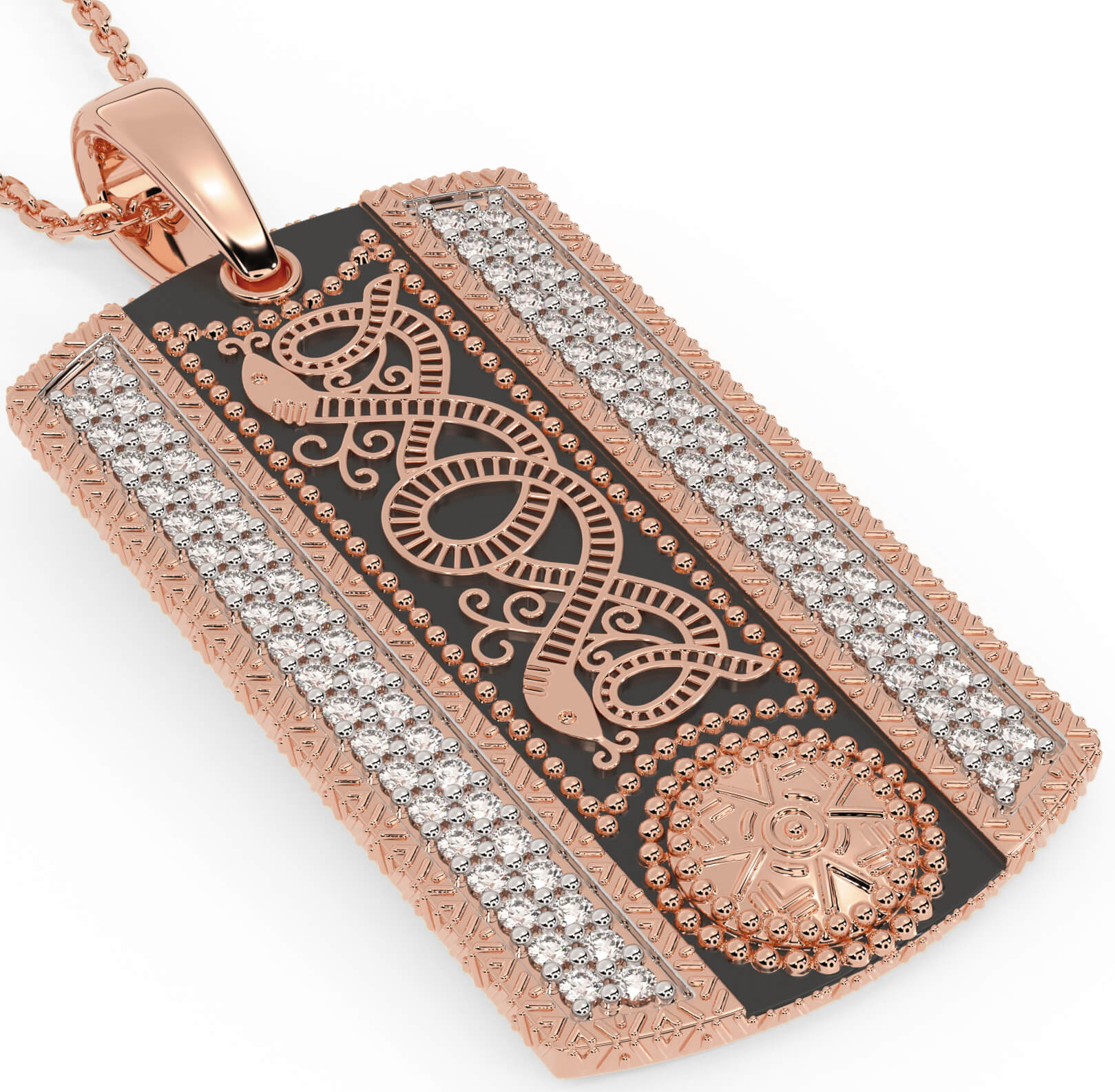 Rose gold store dog tag pendant