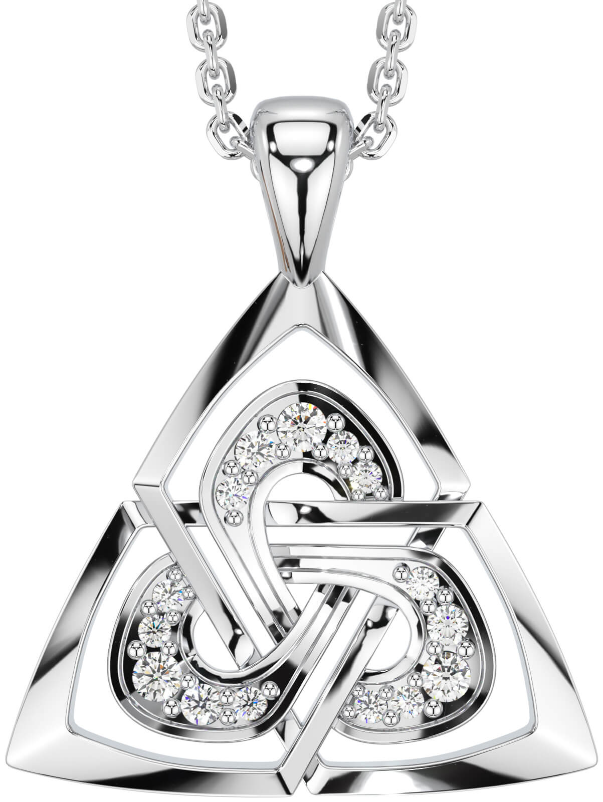 Diamond White Gold Celtic Trinity Knot Necklace