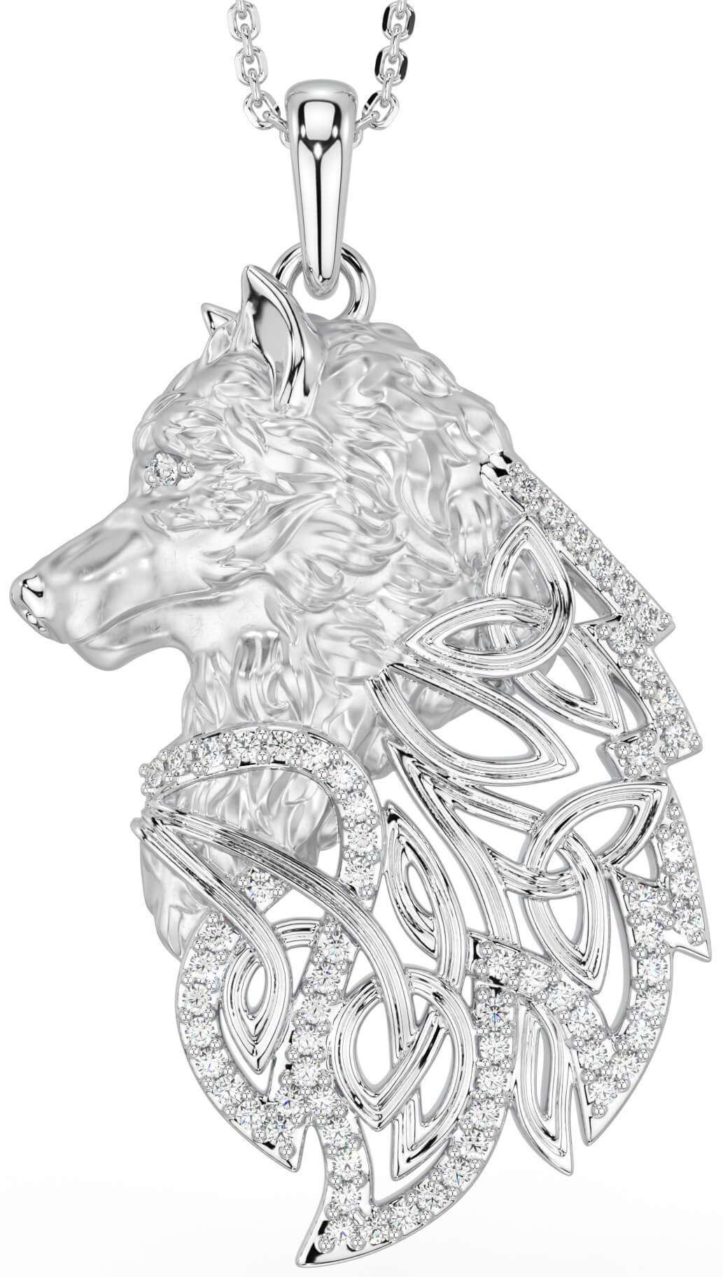 White gold new arrivals wolf pendant