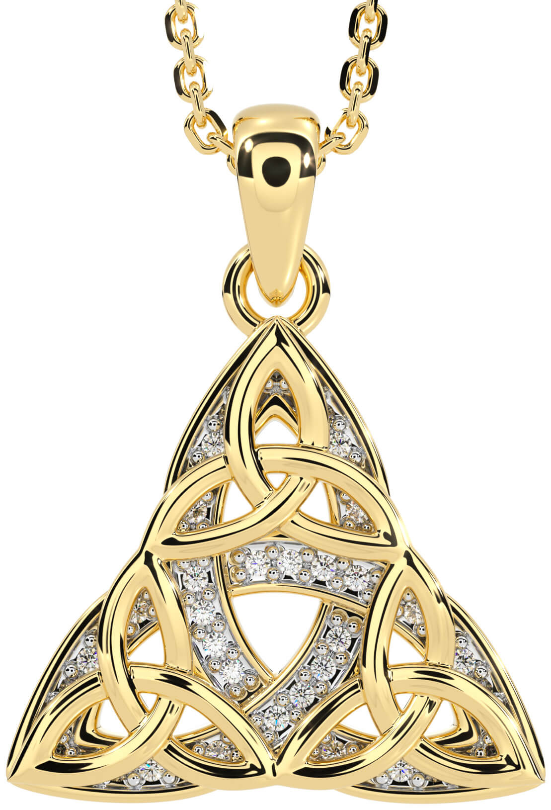 Gold Diamond Celtic Trinity Knot Necklace