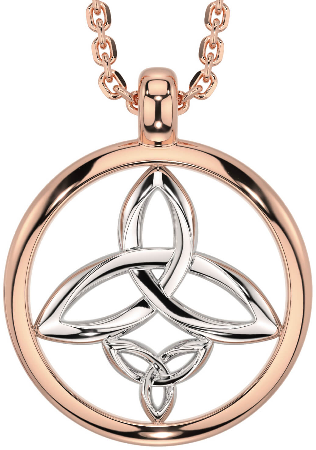 White Rose Gold Celtic Trinity Knot Necklace