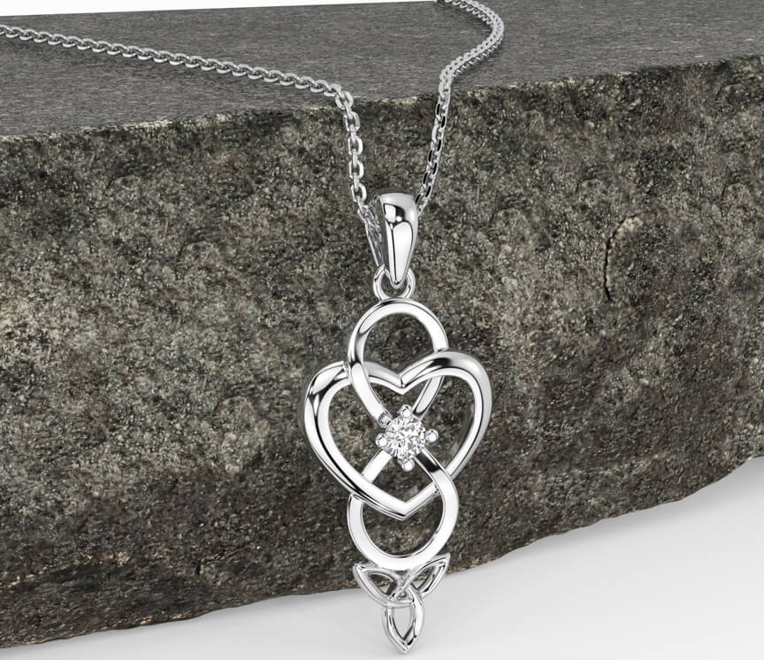 Diamond silver celtic knot clearance heart pendant necklace