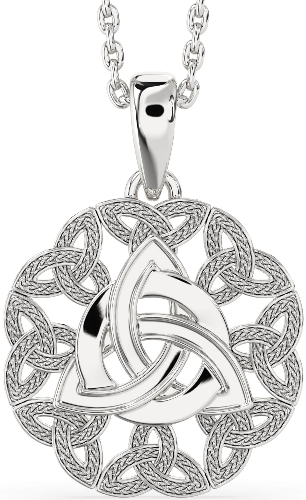 White Gold Celtic Trinity Knot Necklace