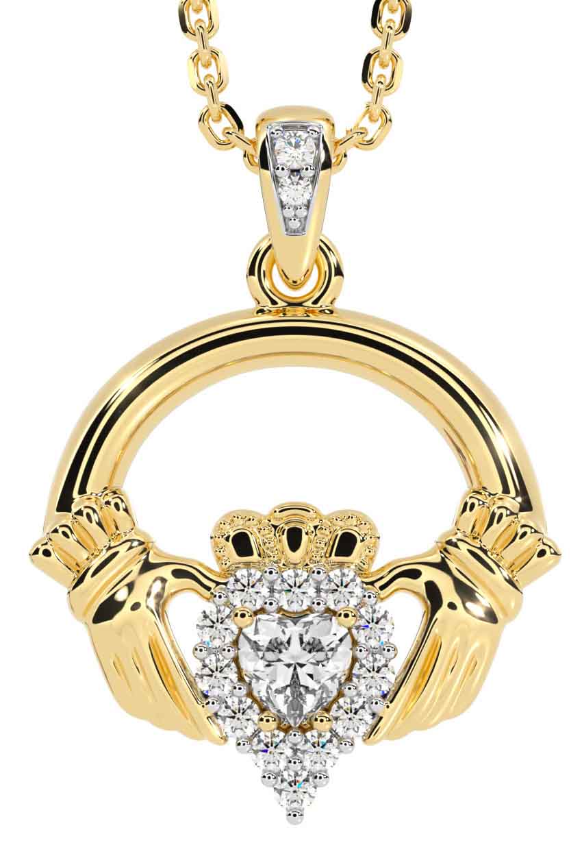 Diamond Gold Claddagh Necklace