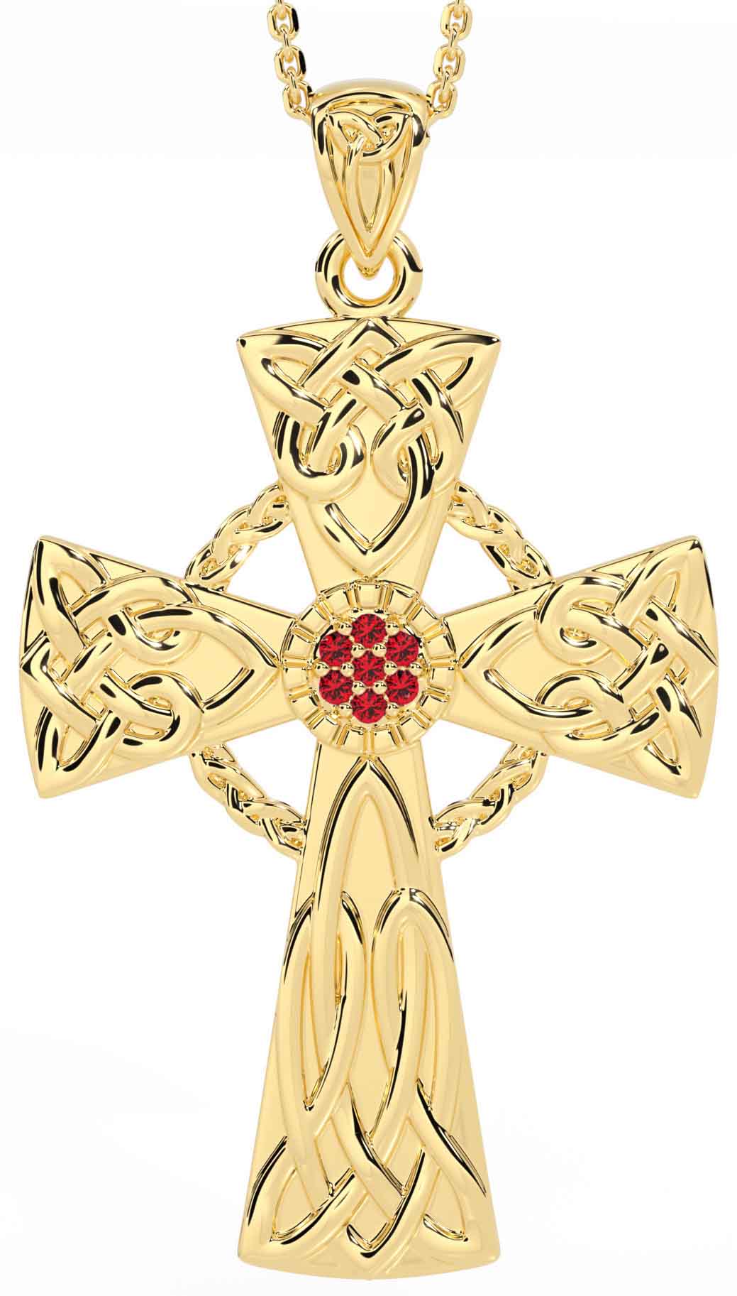 Gold cross with ruby stone top