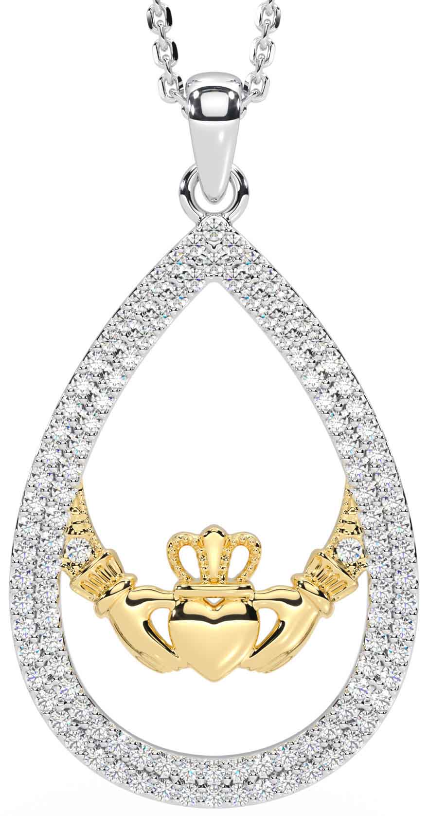 Diamond on sale claddagh necklace