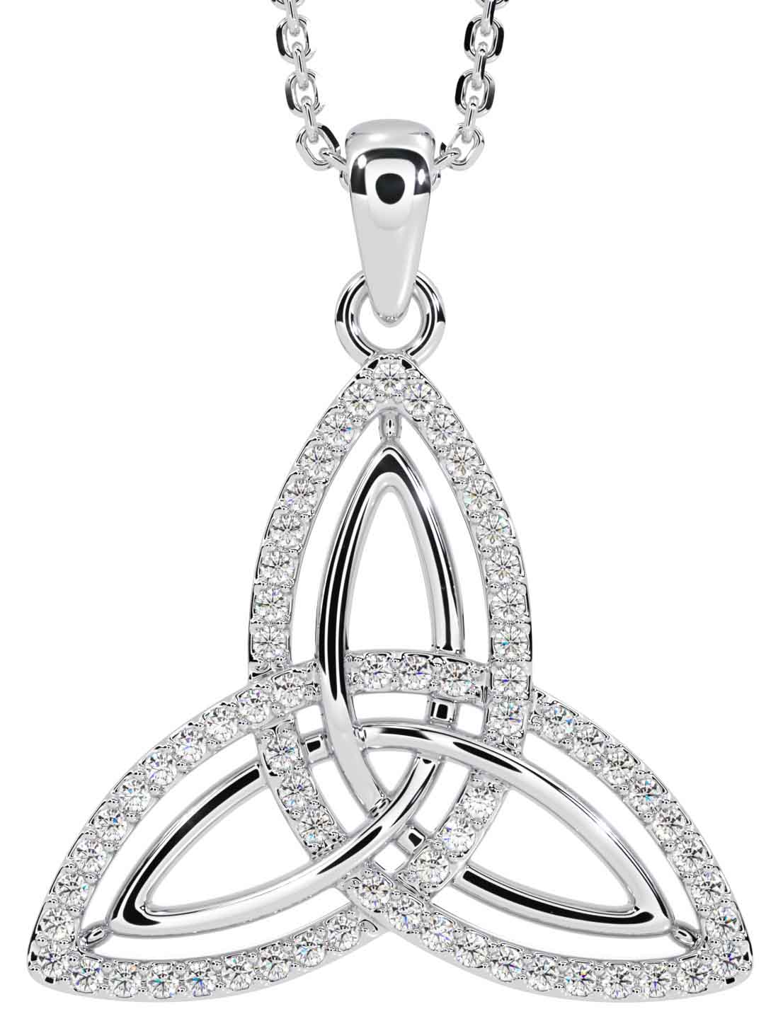 Diamond White Gold Celtic Trinity Knot Necklace