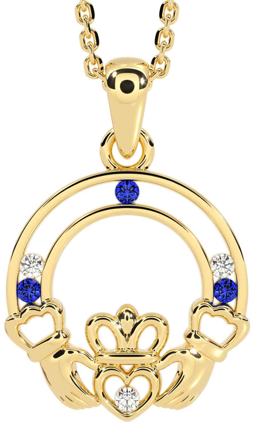 Sapphire claddagh necklace hotsell