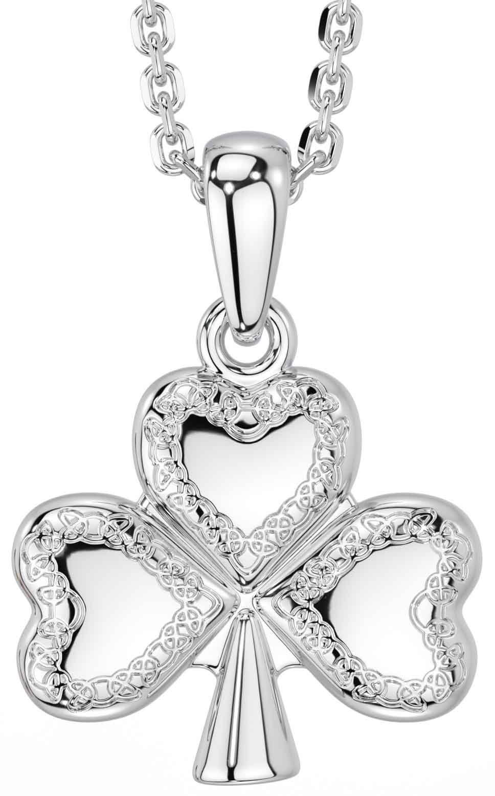 White gold shamrock necklace online