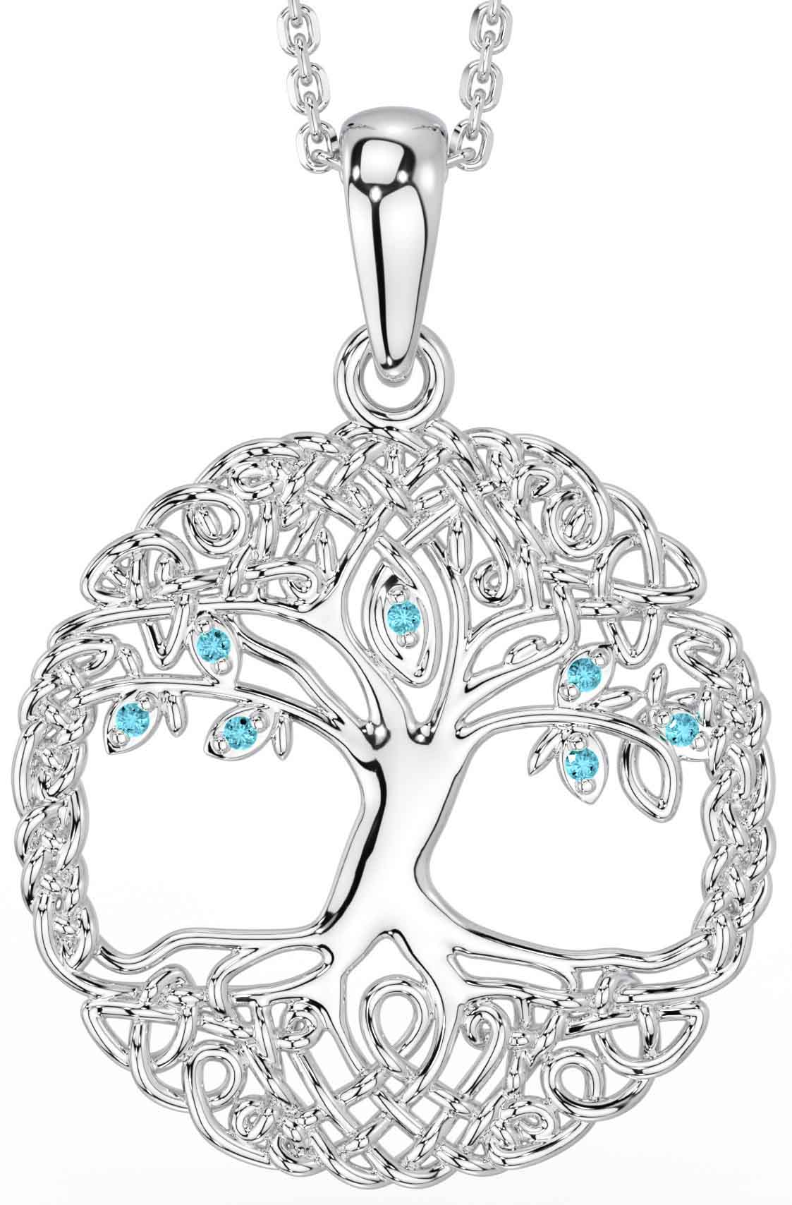 Aquamarine tree of life clearance necklace