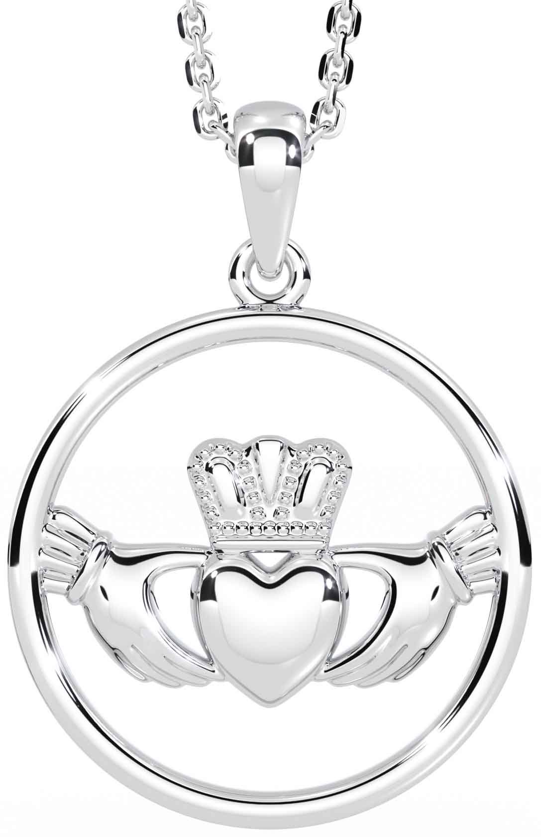 White Gold Claddagh Necklace