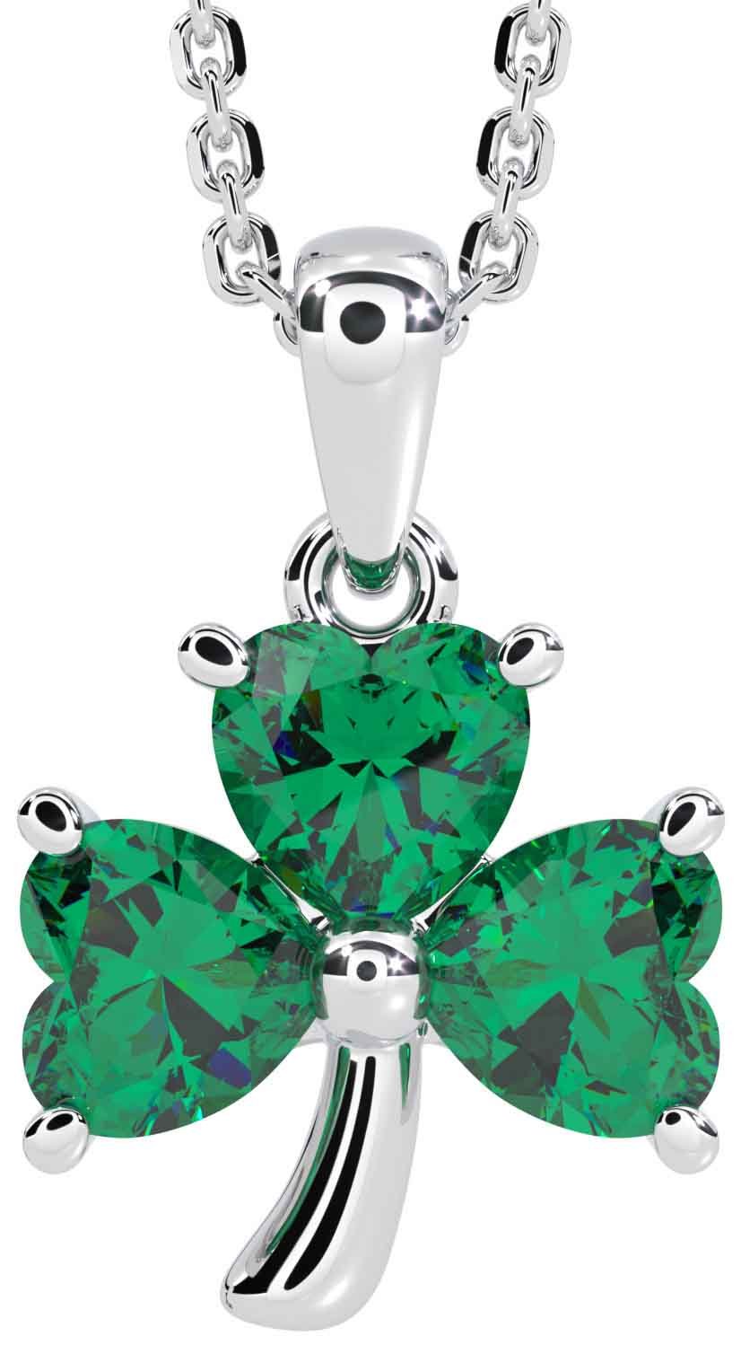 Emerald White Gold Shamrock Necklace