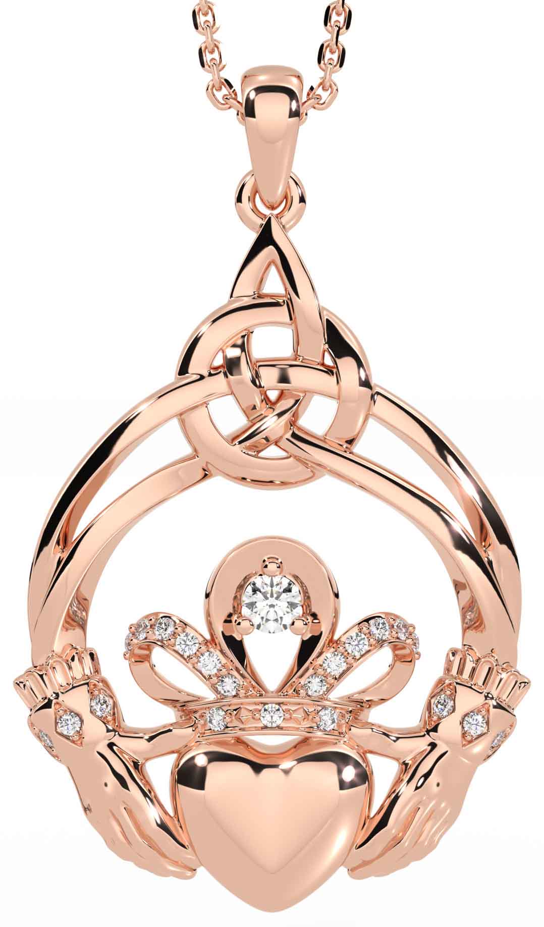 Rose gold sale claddagh necklace