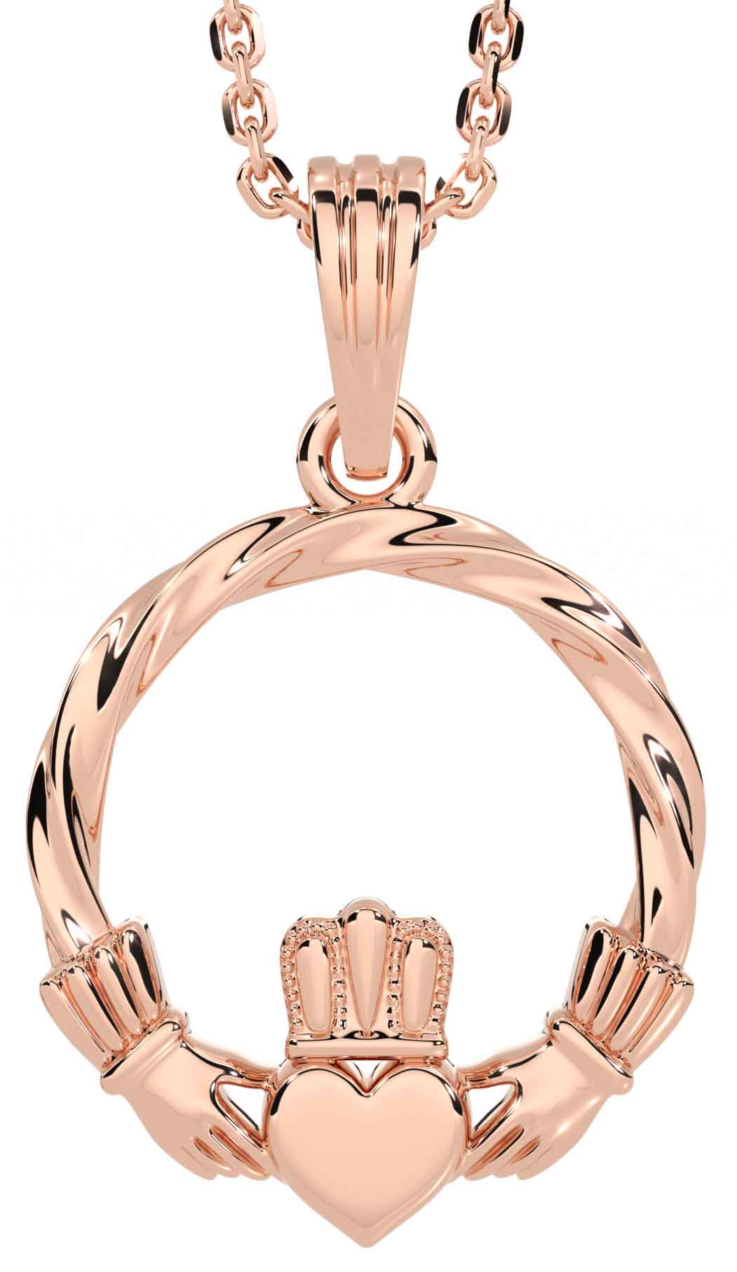 Rose gold deals claddagh necklace
