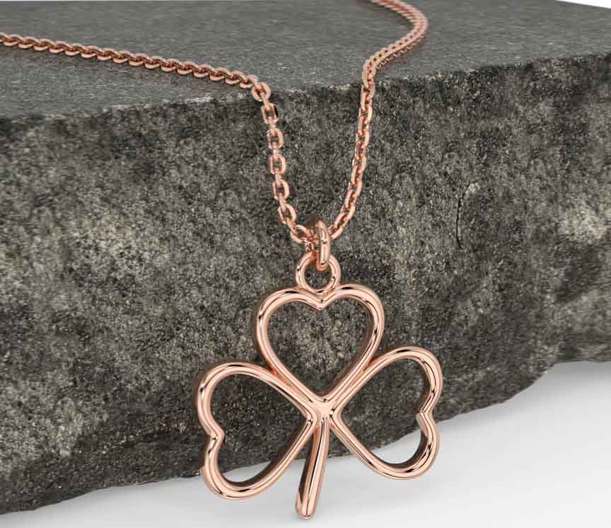 Rose gold sales shamrock necklace