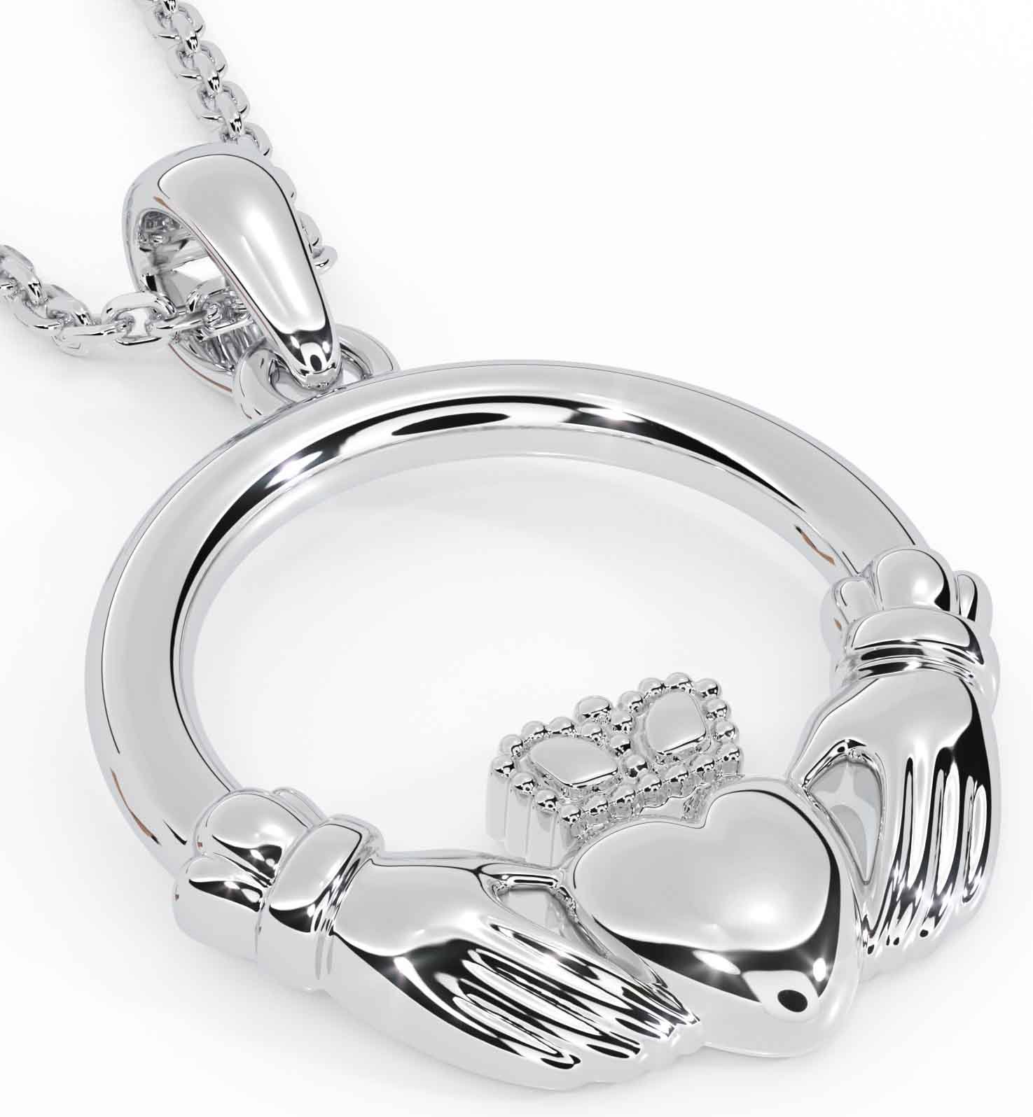 White gold claddagh store necklace