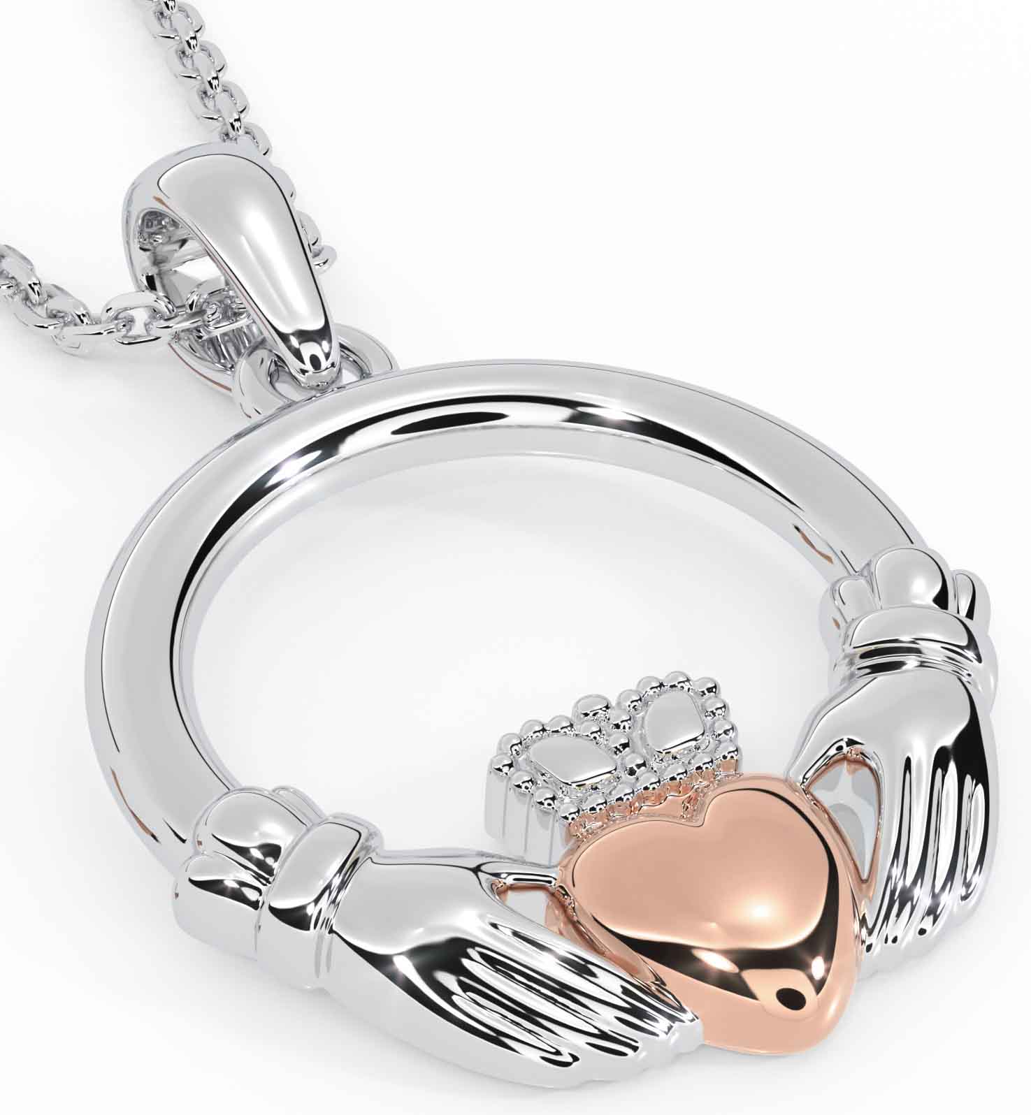 Sterling silver claddagh necklace deals