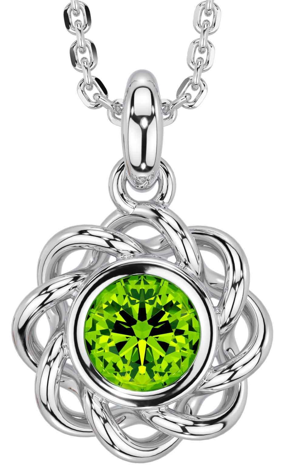 Peridot Silver Celtic Necklace