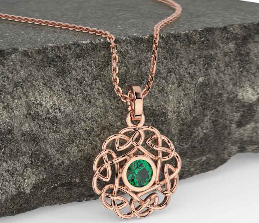 Emerald rose gold necklace top