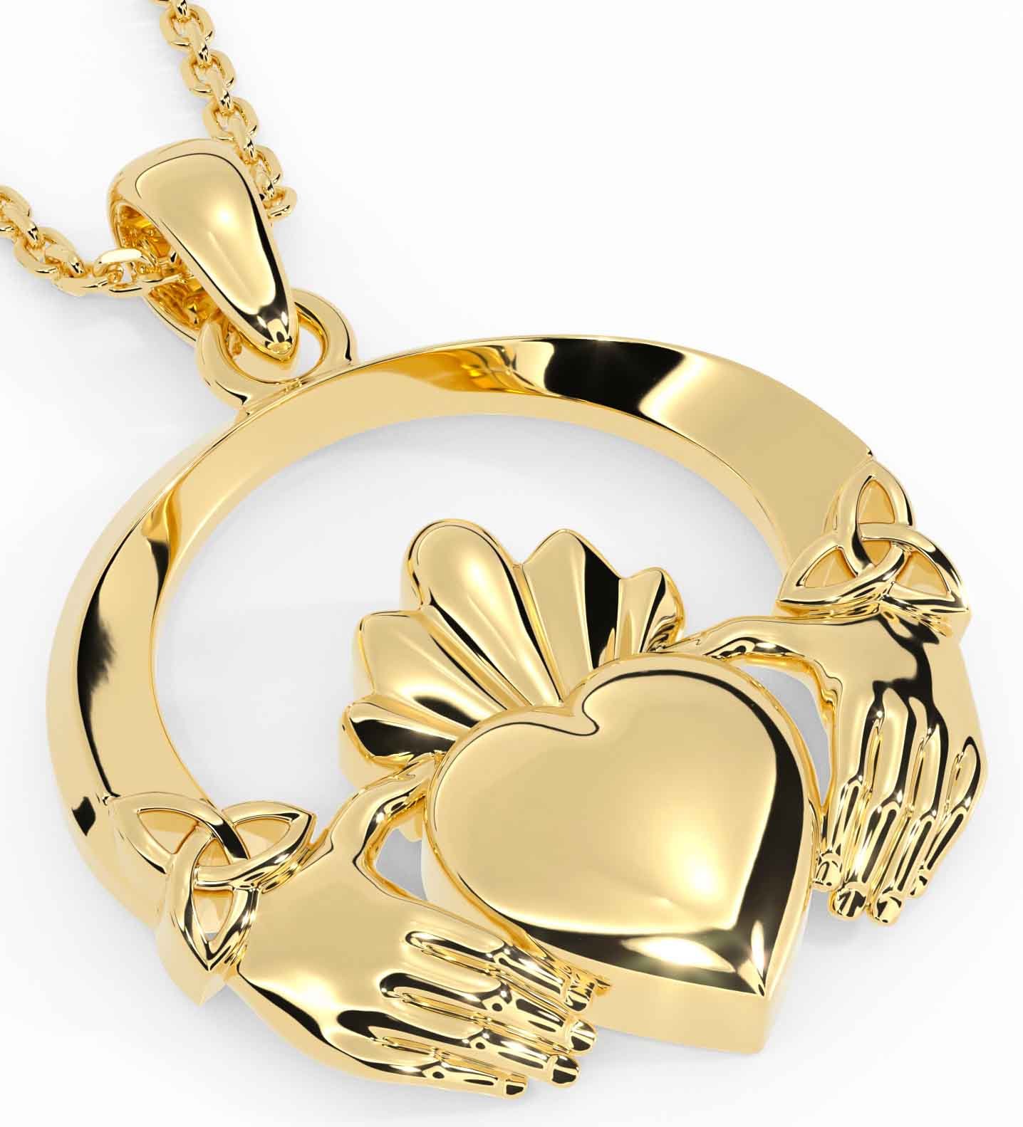 Gold claddagh necklace clearance