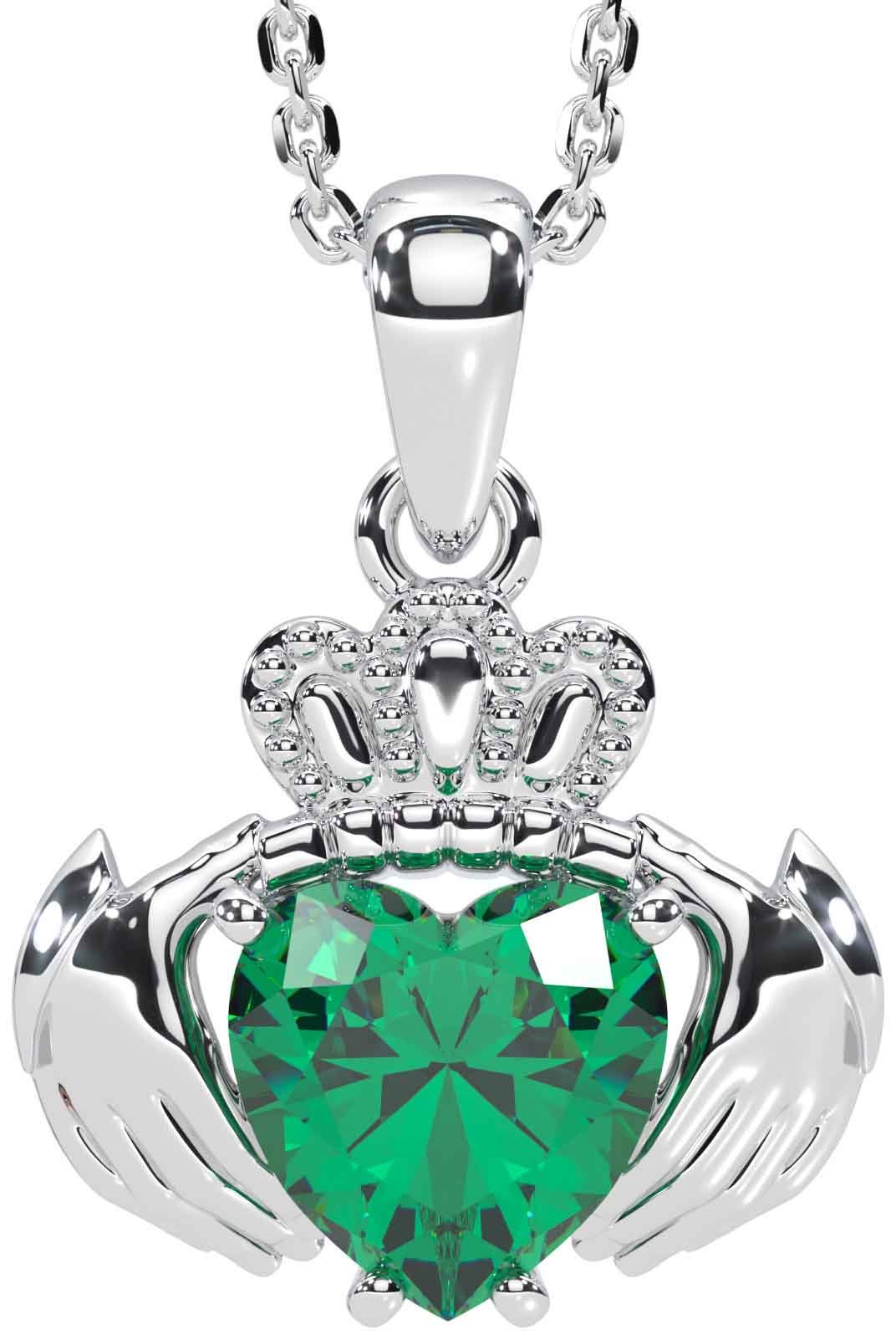 Emerald claddagh outlet necklace
