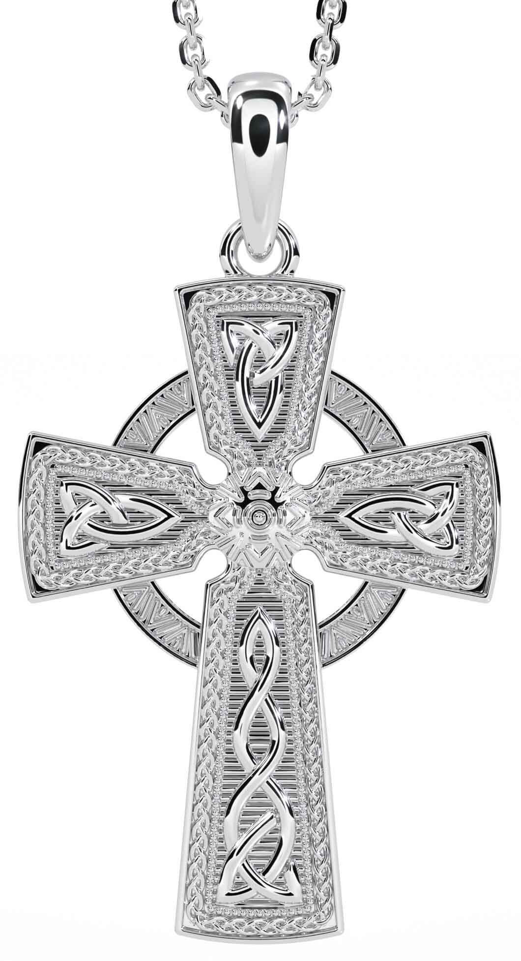 Mens white gold celtic cross necklace shop