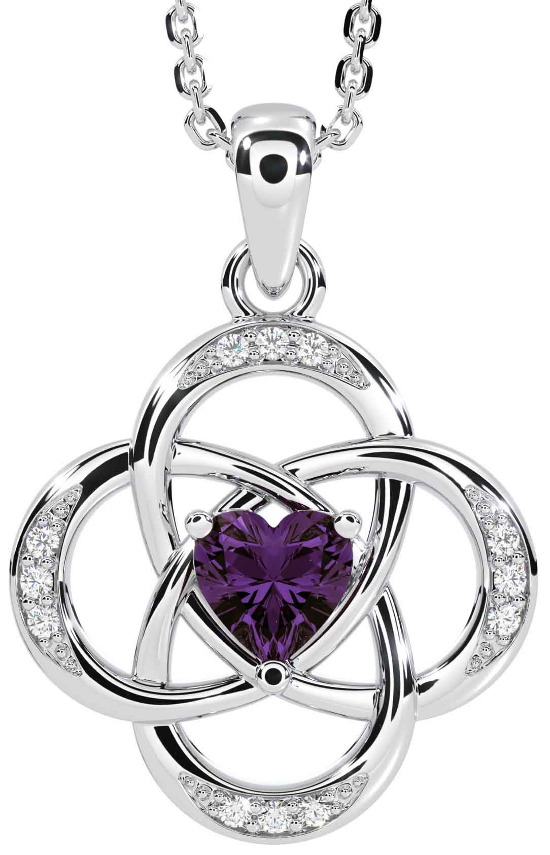 Diamond Alexandrite Silver Celtic Necklace