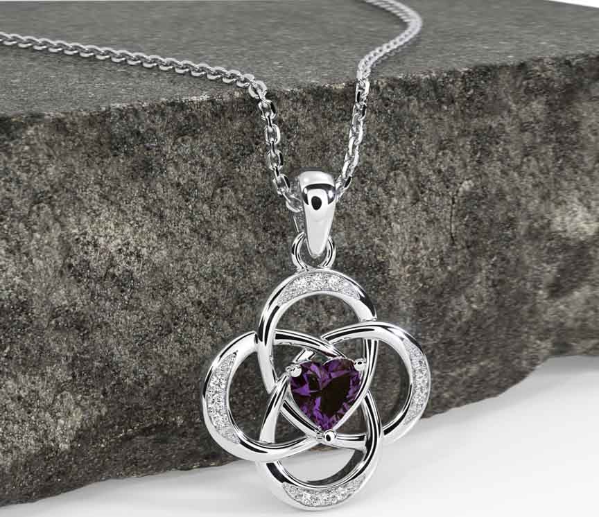 Diamond Alexandrite Silver Celtic Necklace