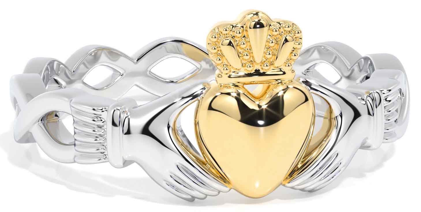 White Yellow Gold Claddagh Ring