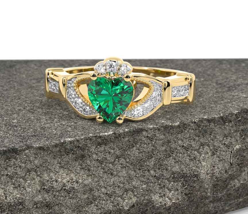Gemstone on sale claddagh ring
