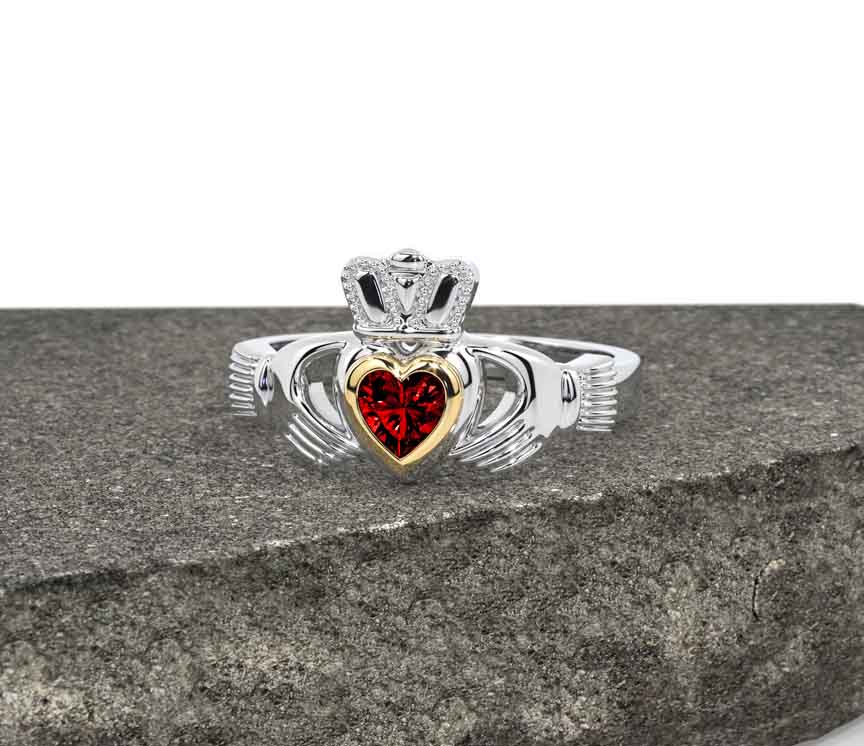 Garnet claddagh new arrivals ring