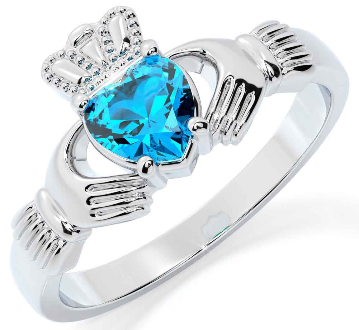Blue topaz outlet claddagh ring