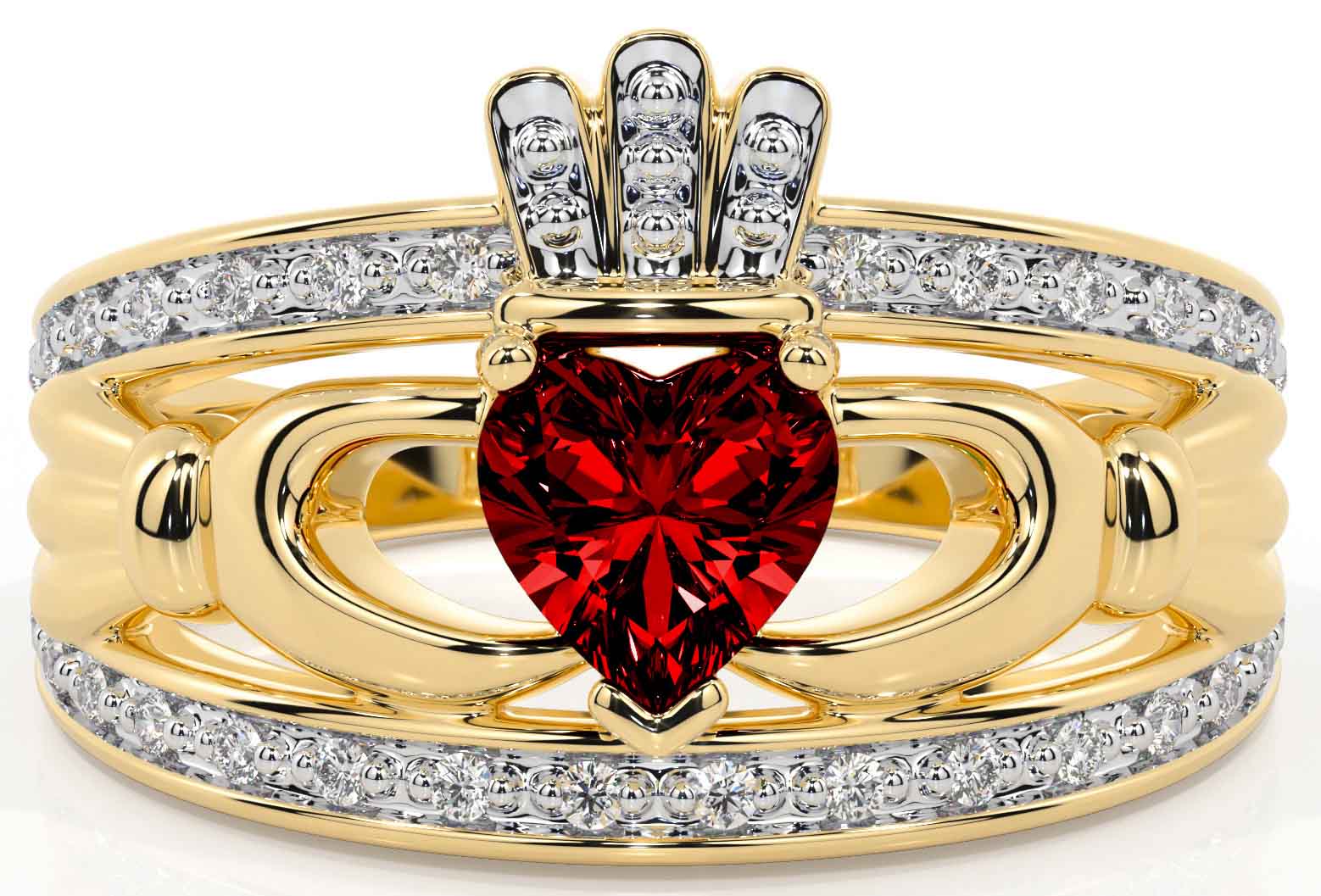 Garnet claddagh ring top