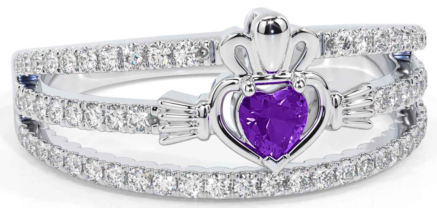 Claddagh ring purple stone clearance