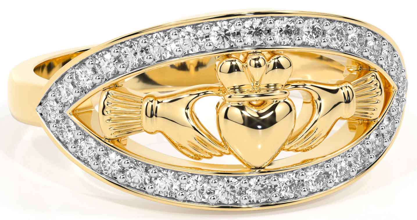 Mens diamond cheap claddagh ring