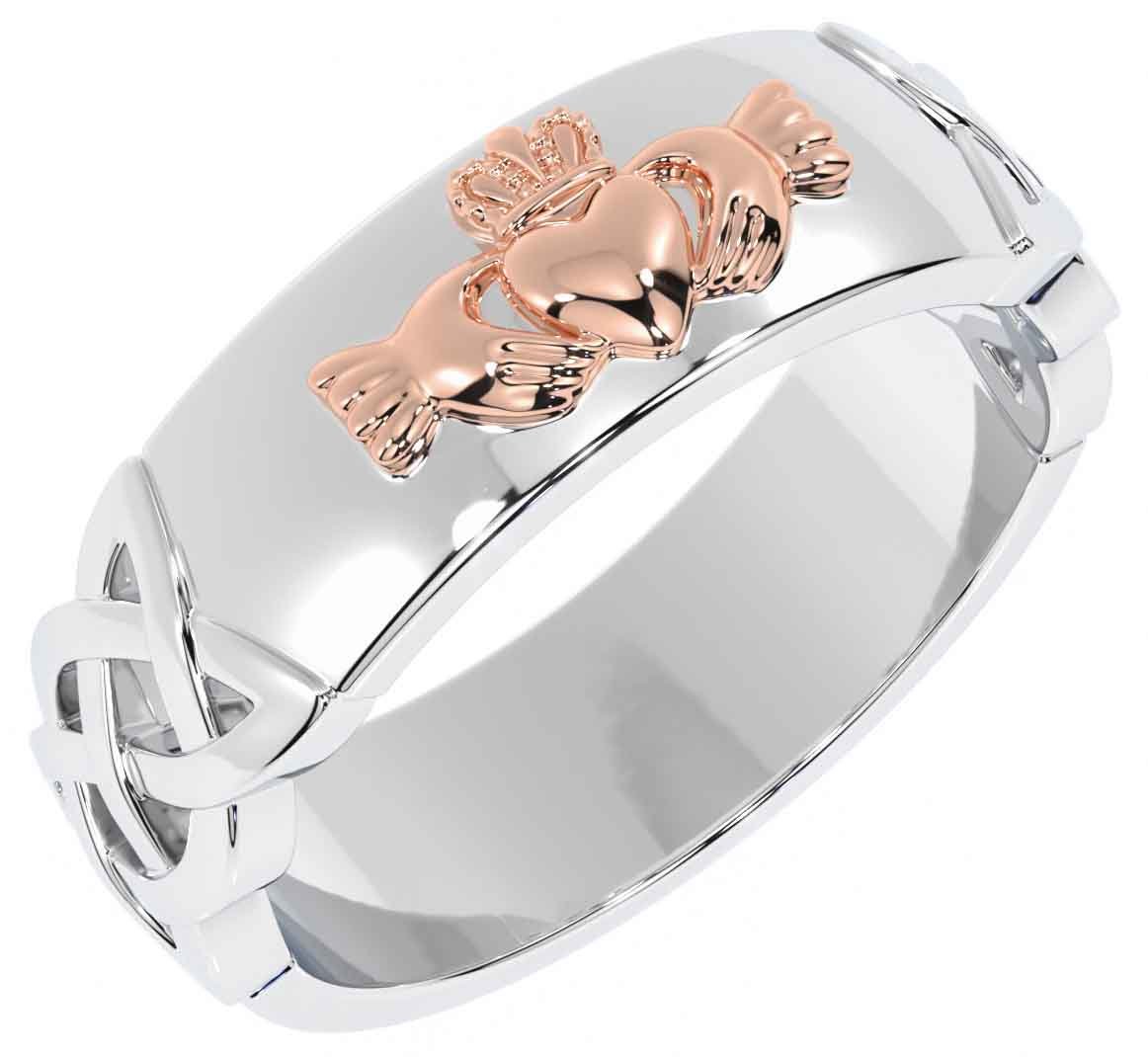Mens rose gold claddagh ring discount