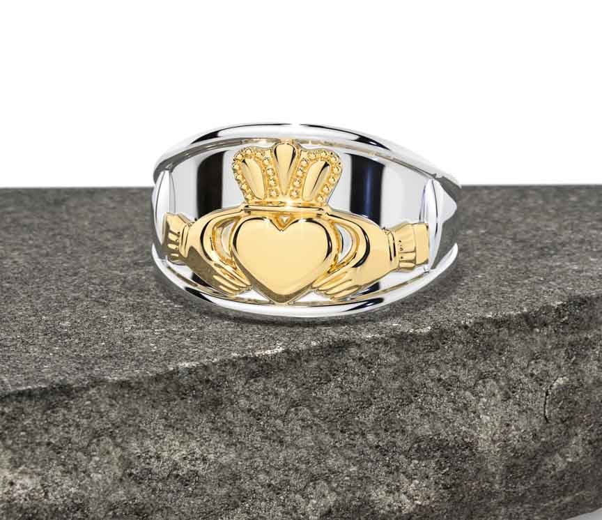 Mens heavy gold claddagh ring store