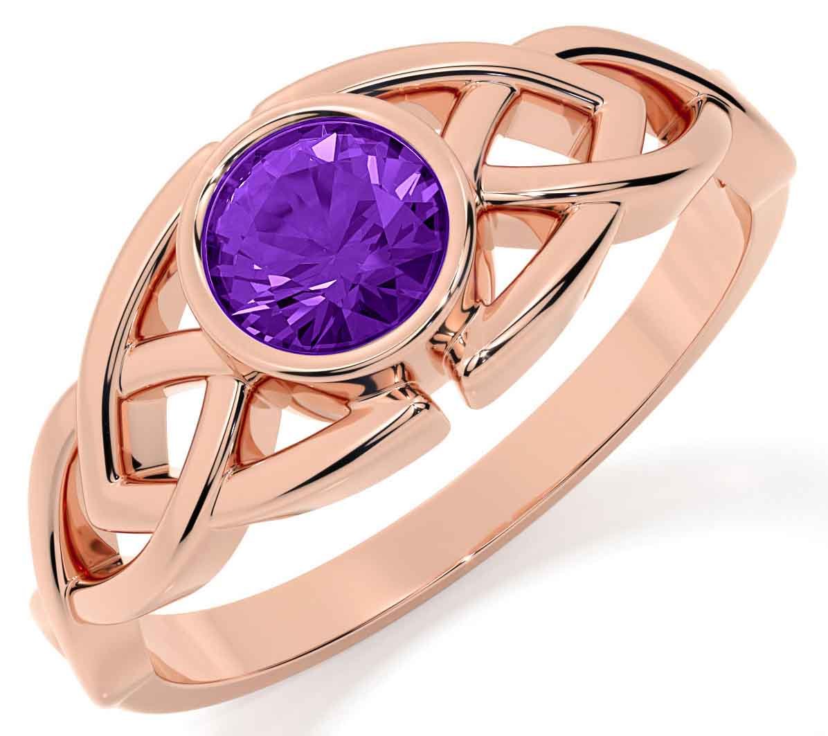 Sterling Silver Genuine Amethyst Celtic Trinity Knot Ring Sterling Silver Genuine Amethyst Celtic Trinity Knot Ring