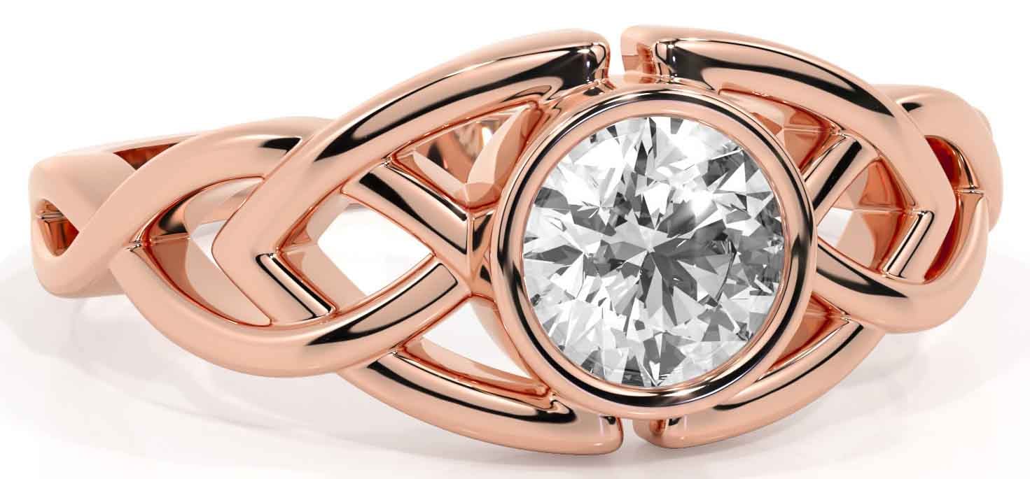 Diamond Rose Gold Celtic Trinity Knot Ring
