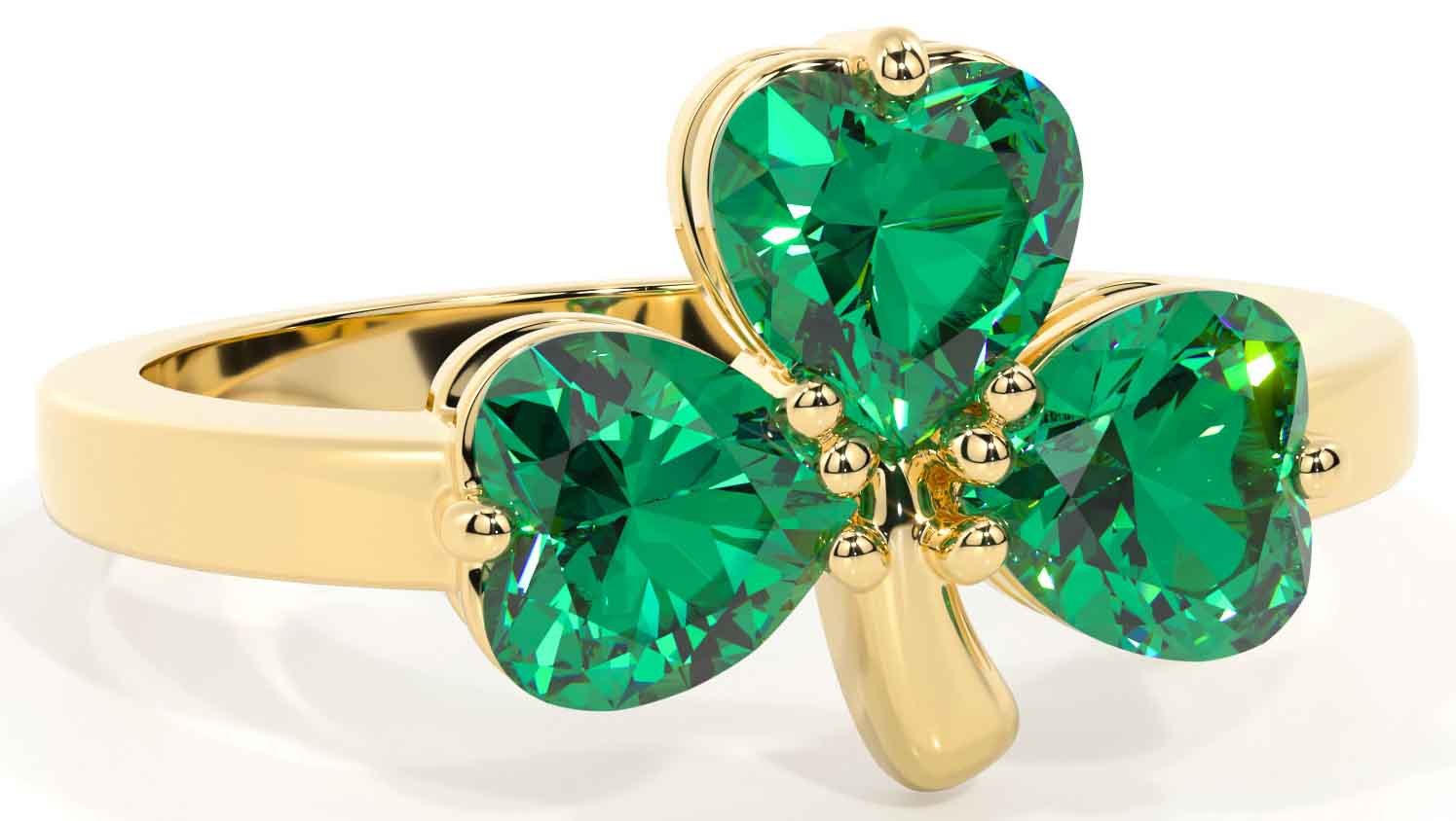 Emerald Gold Shamrock Ring