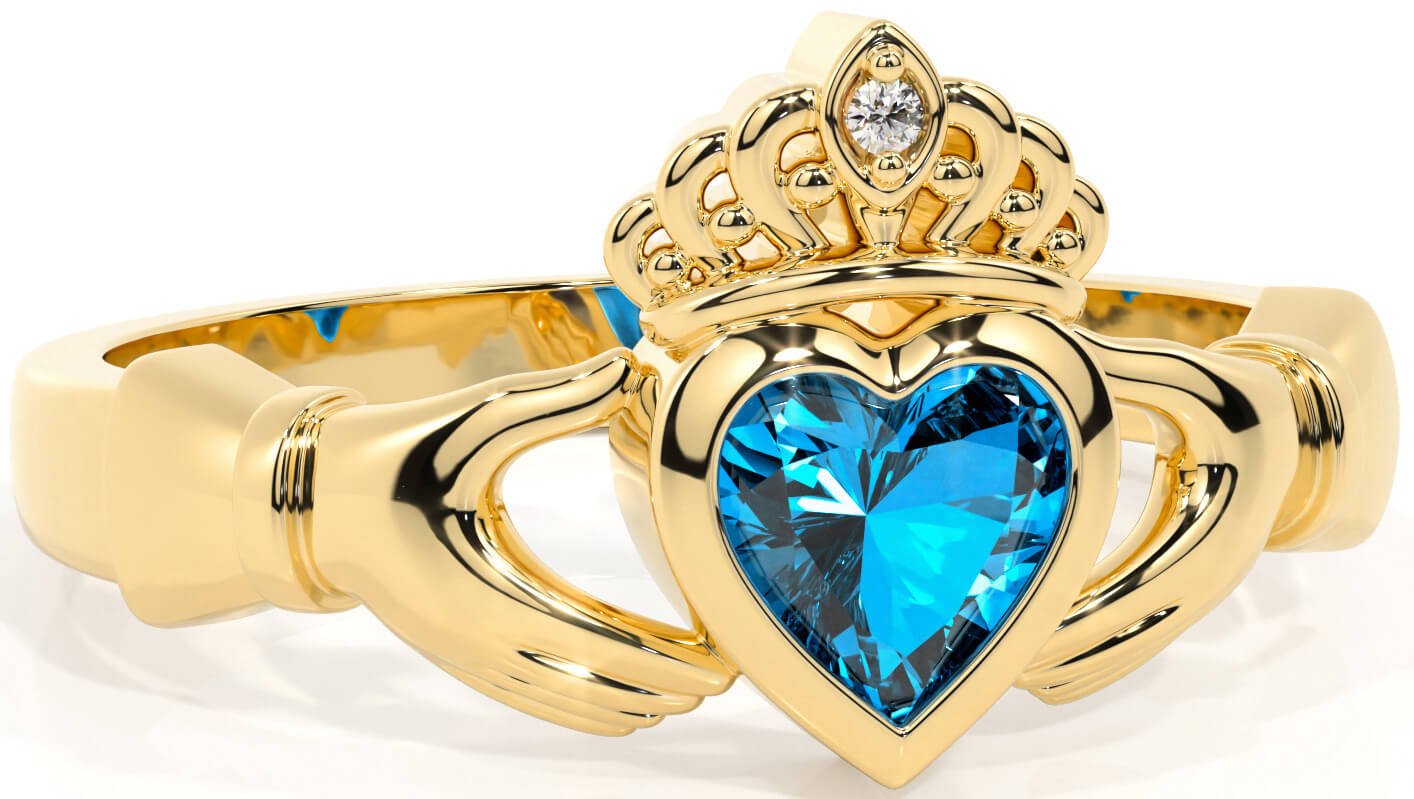 Blue topaz discount claddagh ring