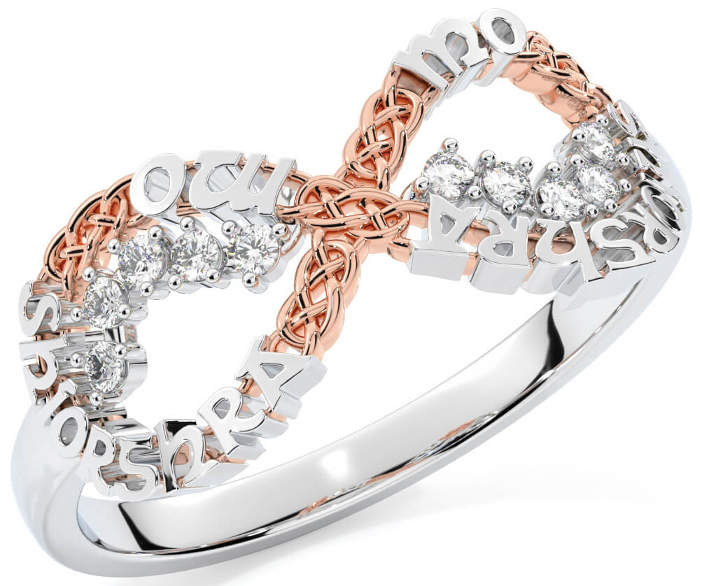Diamond Rose Gold Silver Celtic Infinity Irish 
