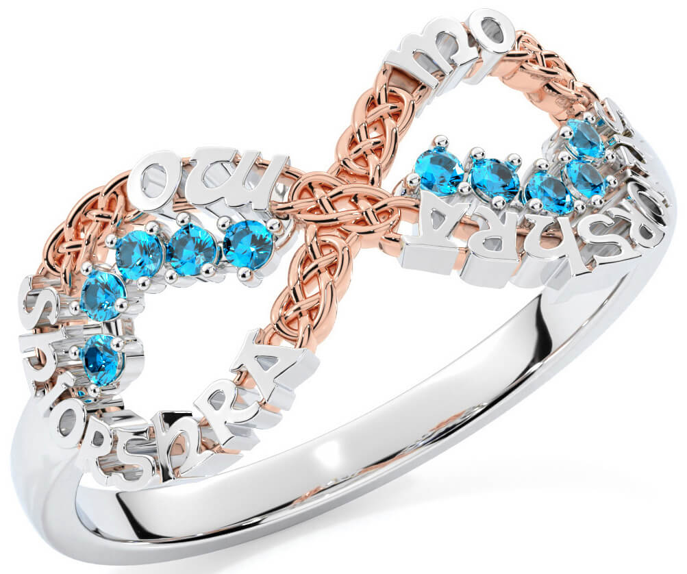 Topaz White Rose Gold Celtic Infinity Irish 