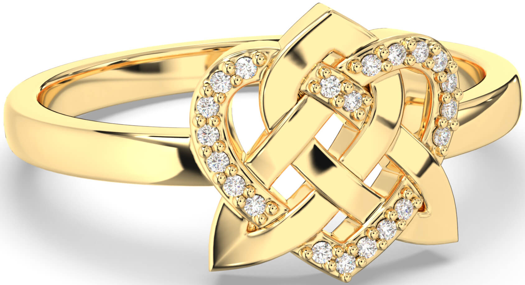 Diamond Gold Celtic Trinity Knot Heart Ring
