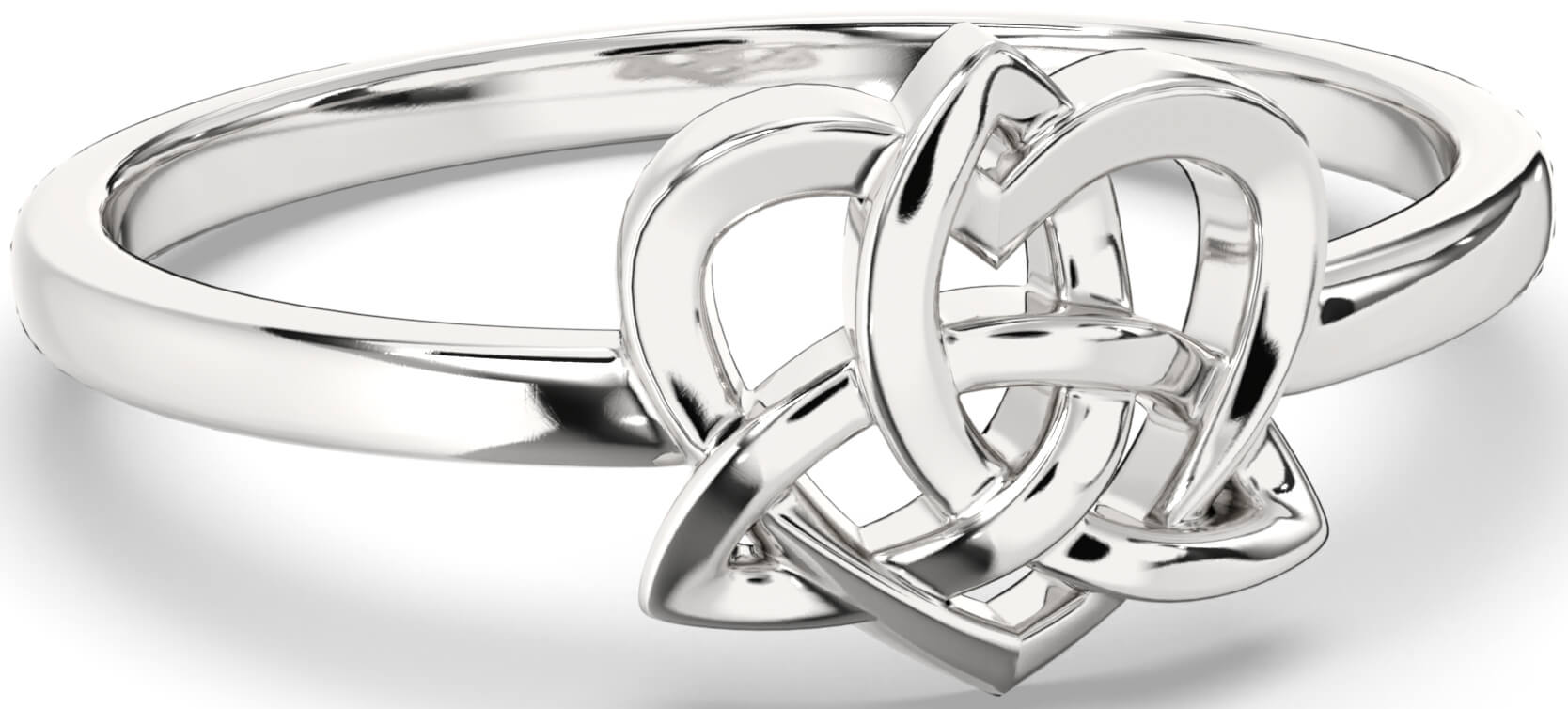 White Gold Celtic Trinity Knot Heart Ring