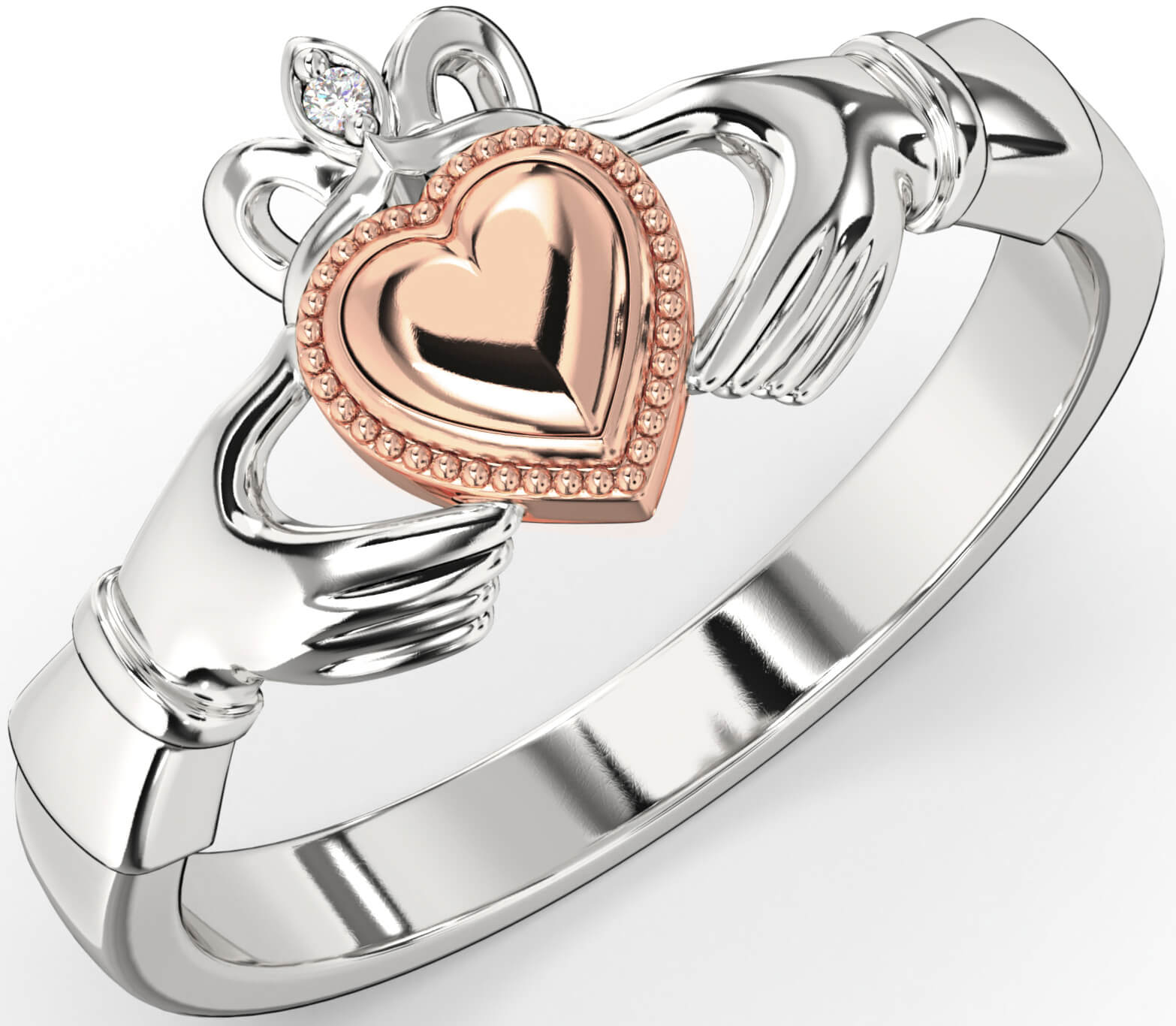 Silver and rose hotsell gold claddagh ring