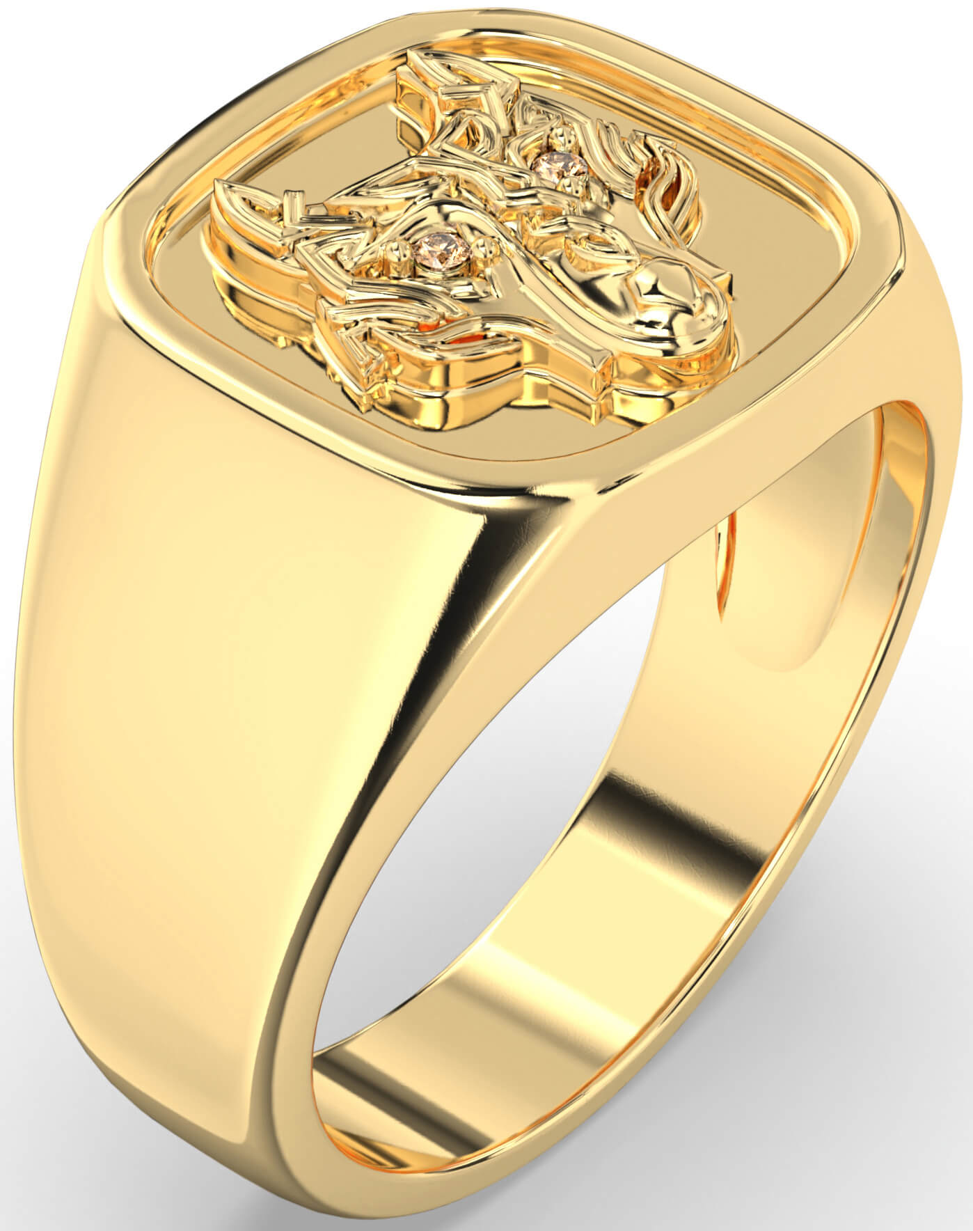Mens gold citrine ring top