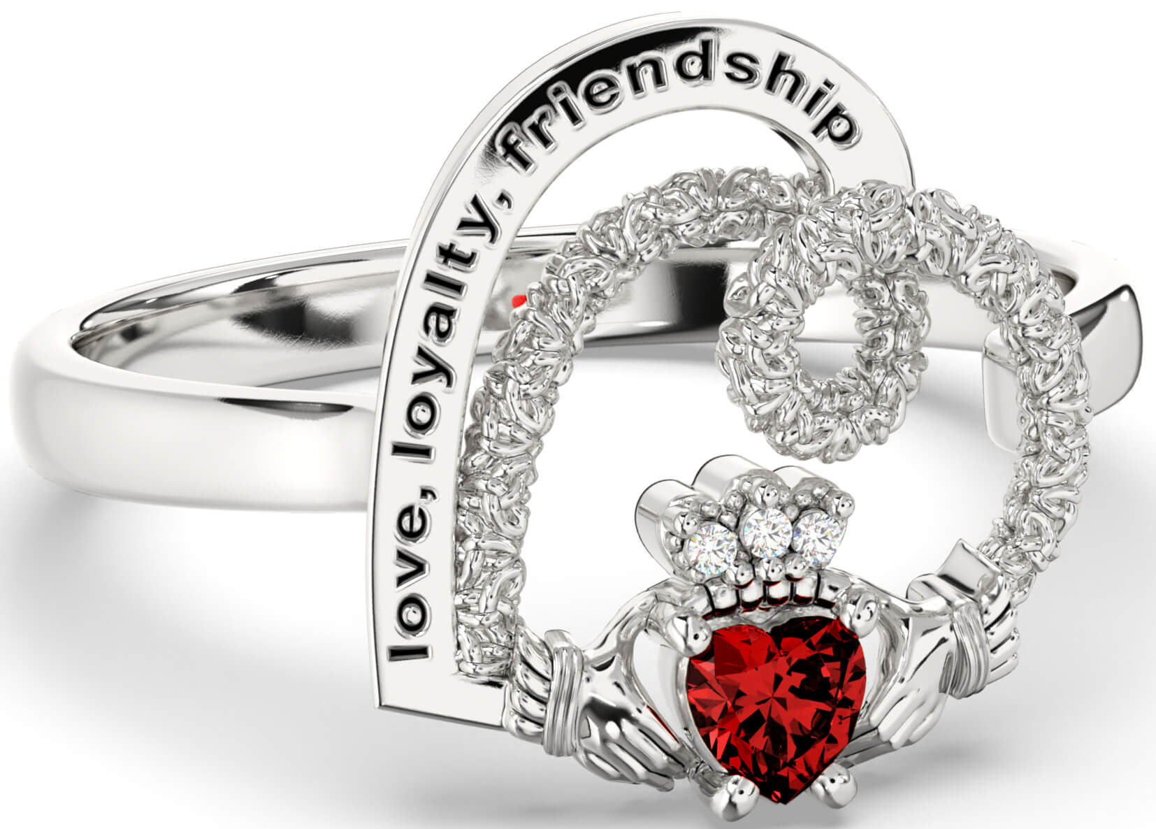 Claddagh ring hotsell with garnet heart