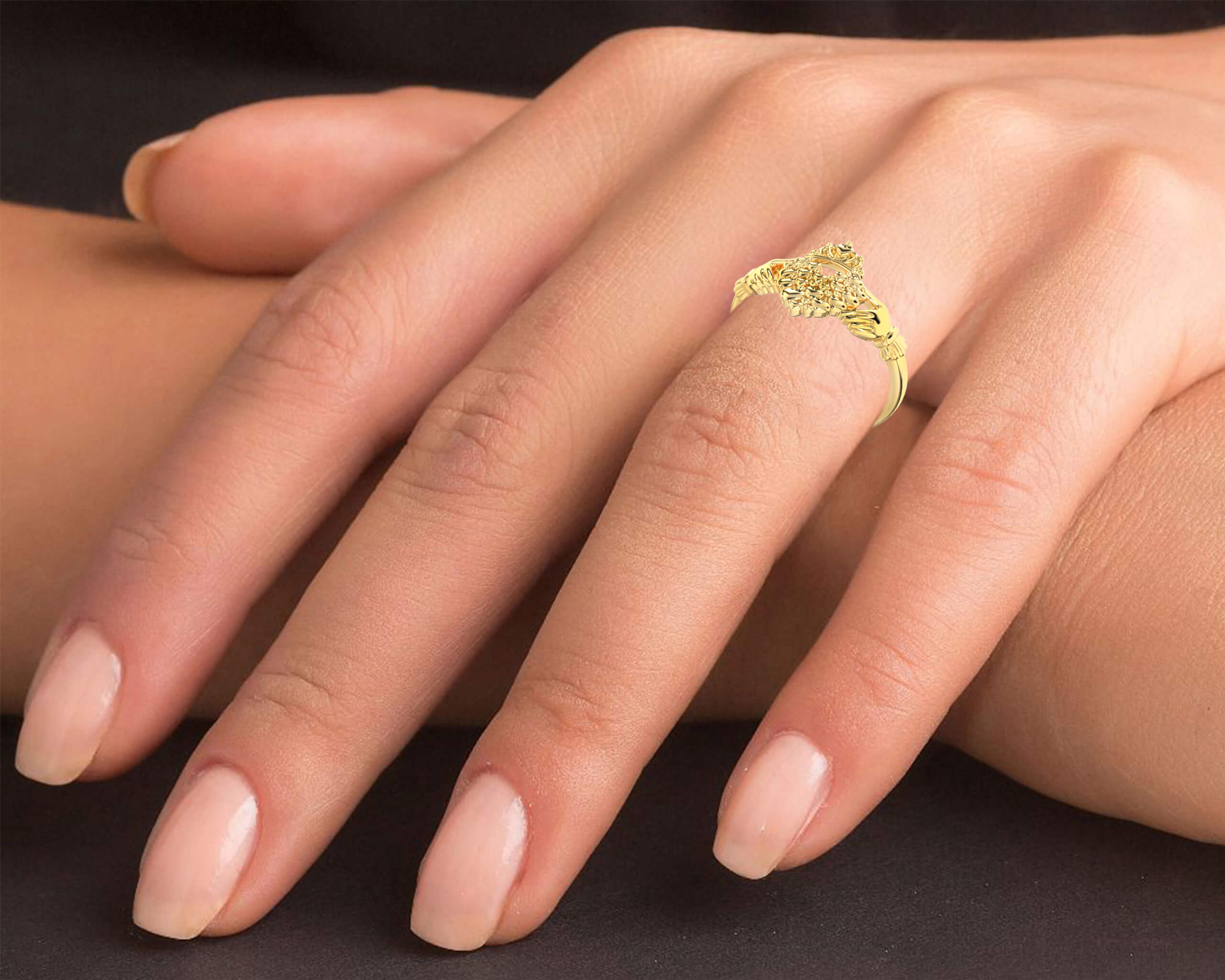 Gold ring hands holding heart sale